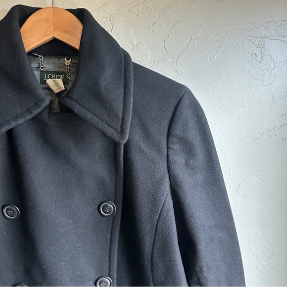 J.Crew Black Wool Blend Peacoat Jacket Classic Tailored Minimal Chic Prep Sz L - Picture 3 of 14